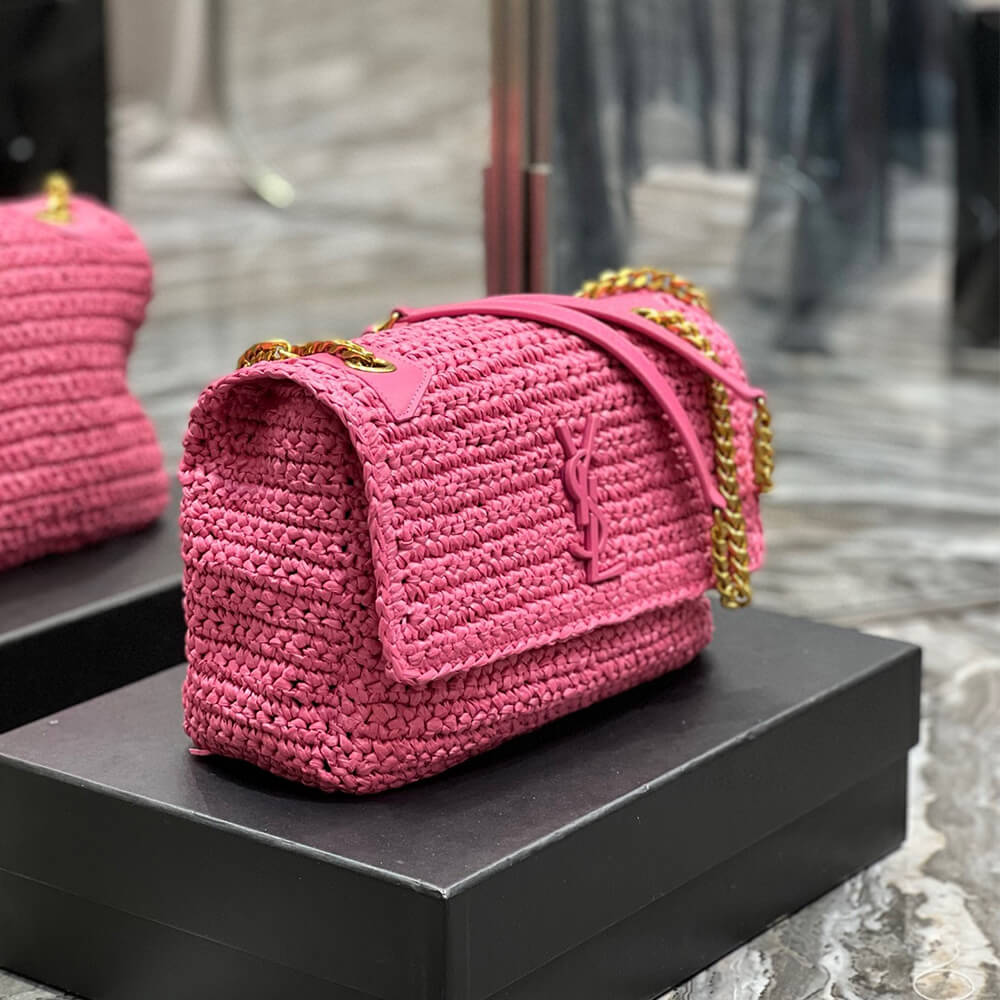 SAINT LAURENT NIKI CHAIN MEDIUM IN RAFFIA(HIGH-END GRADE)