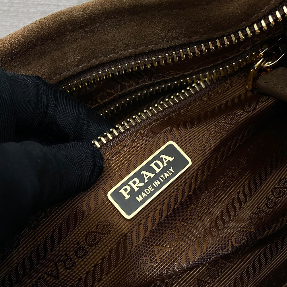 Prada Small Prada Bonnie suede shoulder bag(HIGH-END GRADE)