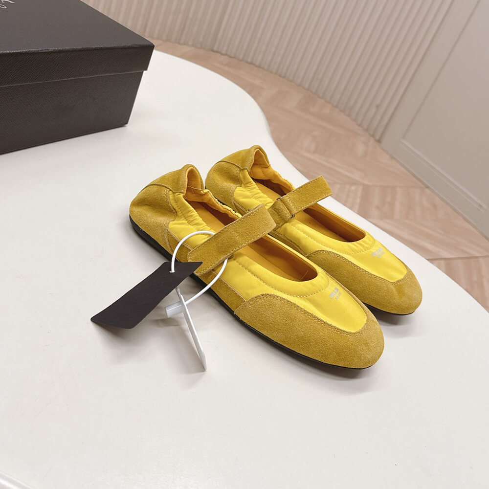 PRADA Re-Nylon and suede ballet flats