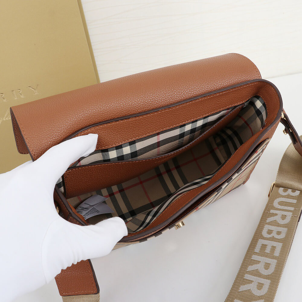 Burberry Vintage Check and Leather Note Crossbody Bag