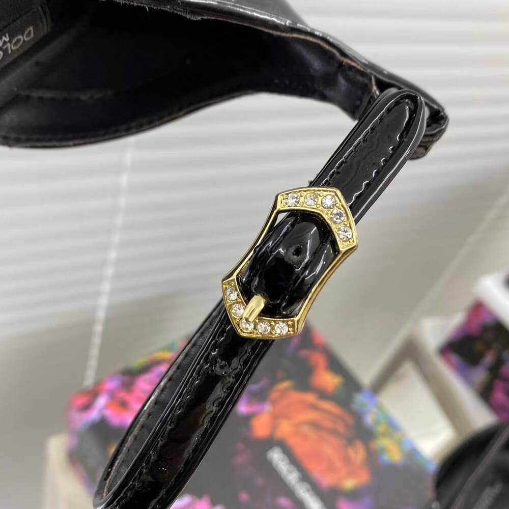 DOLCE   GBBANA Polished calfskin sandals with DG baroque heel