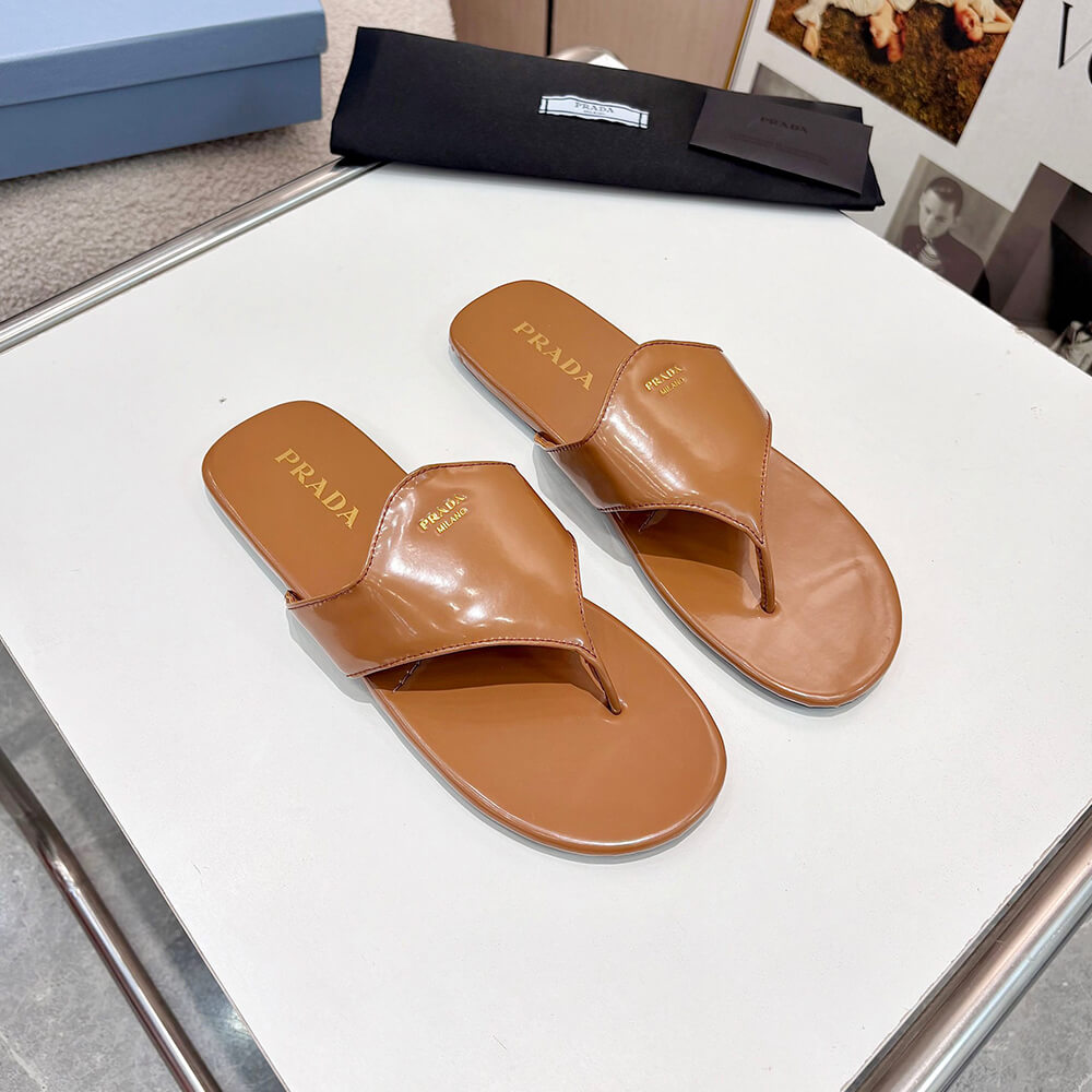Prada Brushed leather thong sandals