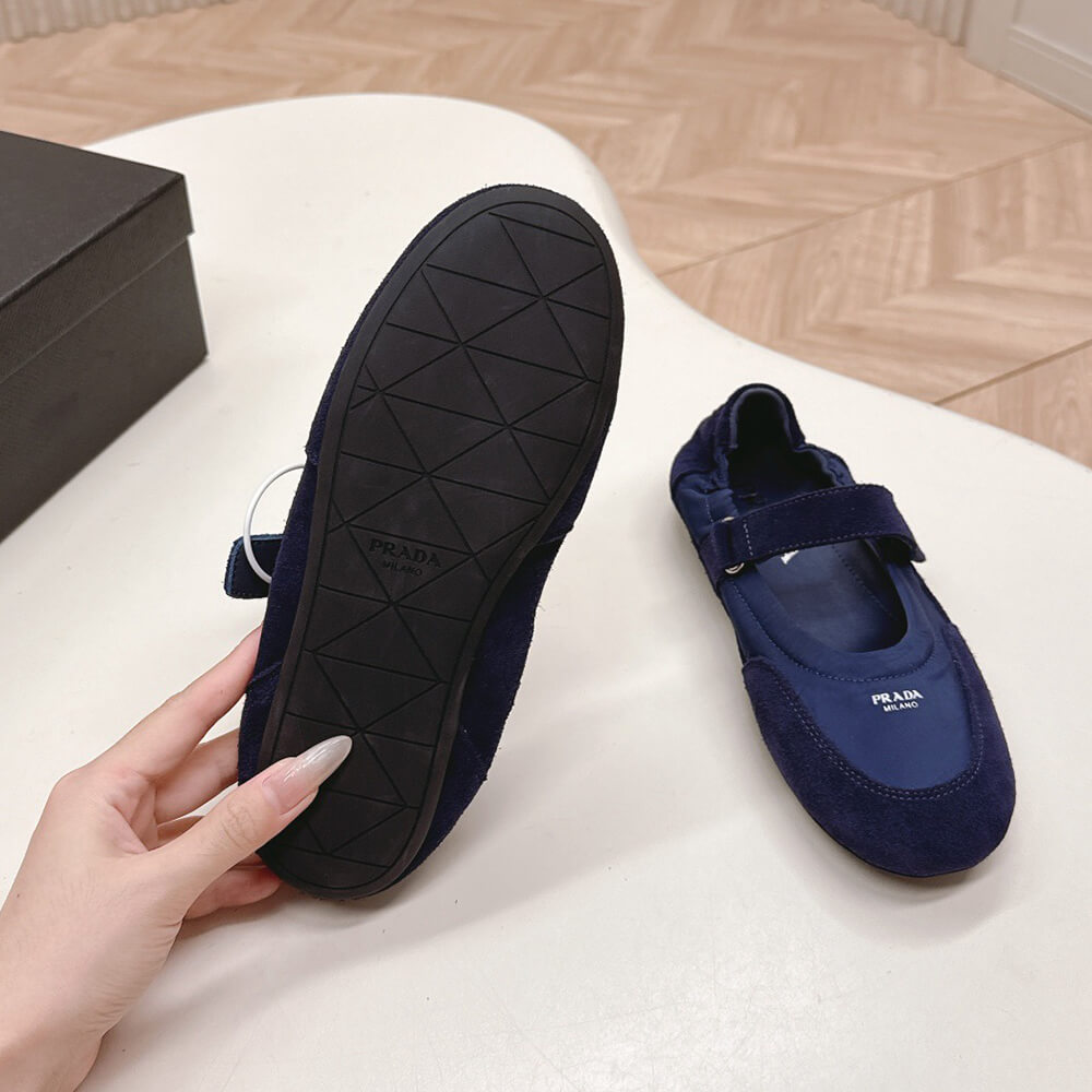 PRADA Re-Nylon and suede ballet flats