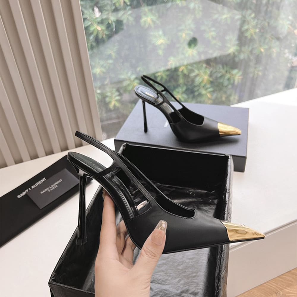 YSL Jeanne Slingback Pumps in Smooth Leather