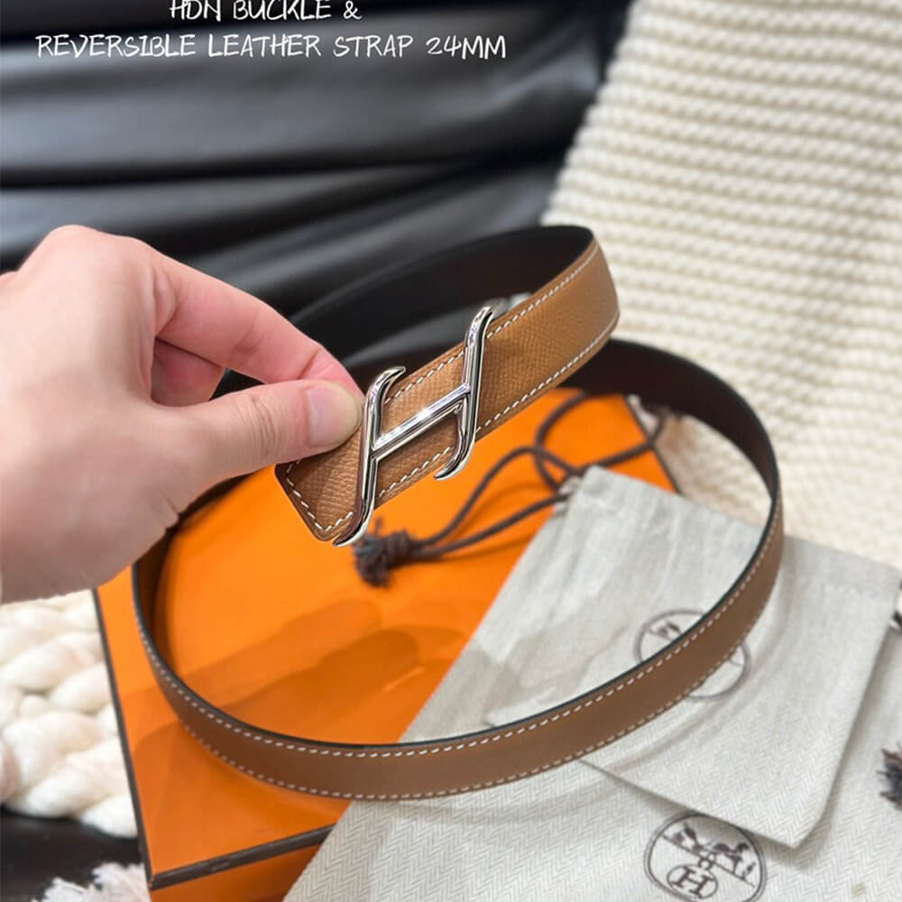 HDN belt buckle   Reversible leather strap 24 mm