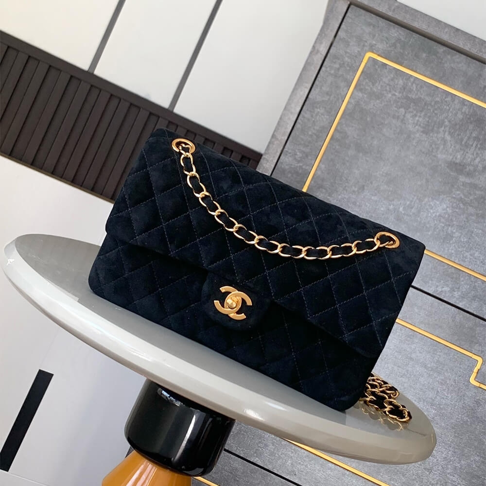 CHANEL Suede Classic Double Flap Handbag(HIGH-END GRADE)