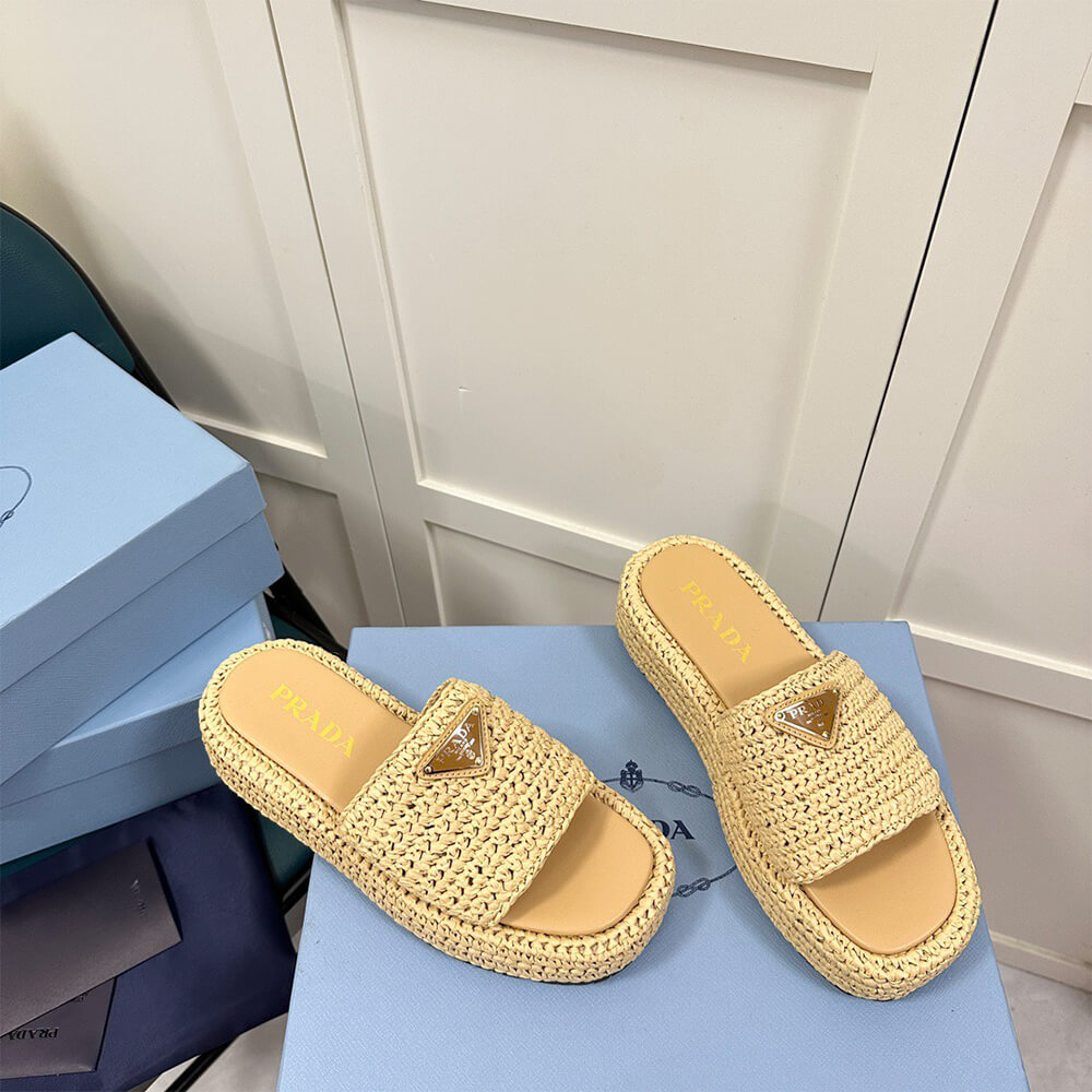 PRADA Crochet flatform slides