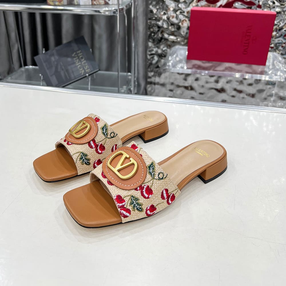 VALENTINO VLOGO SIGNATURE cherry pattern jacquard sandals (heel height 2 cm)