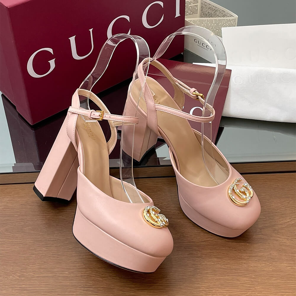 GUCCI Women s platform pump with crystal Double G