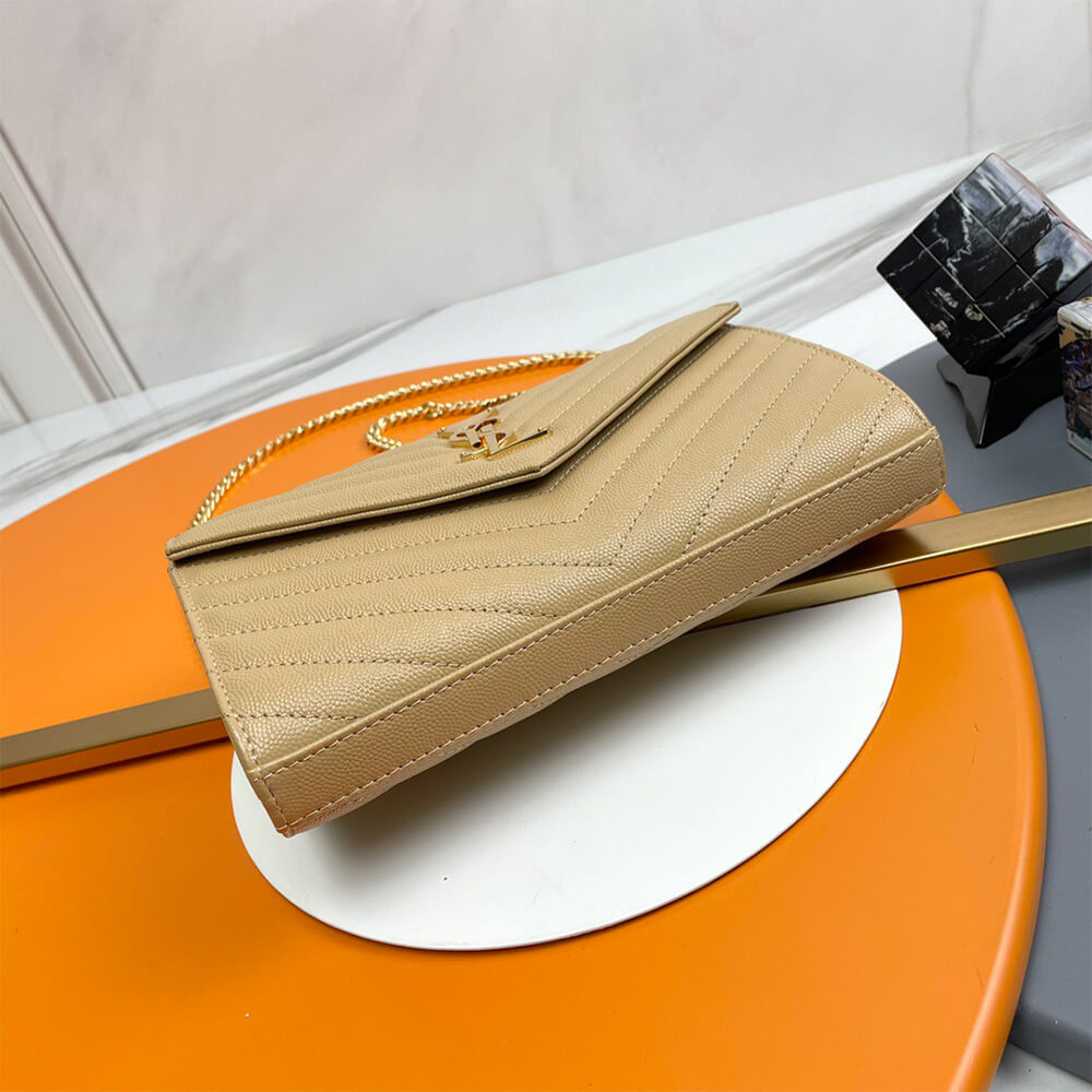 YSL classic cassandre chain wallet in grain de poudre leather