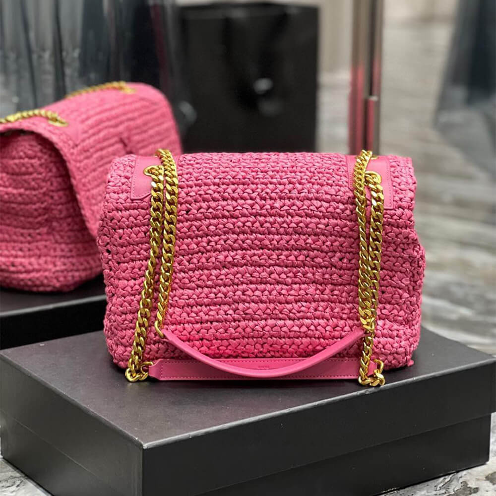 SAINT LAURENT NIKI CHAIN MEDIUM IN RAFFIA(HIGH-END GRADE)
