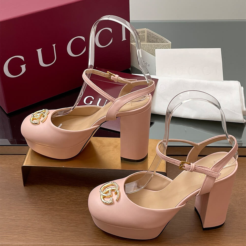 GUCCI Women s platform pump with crystal Double G