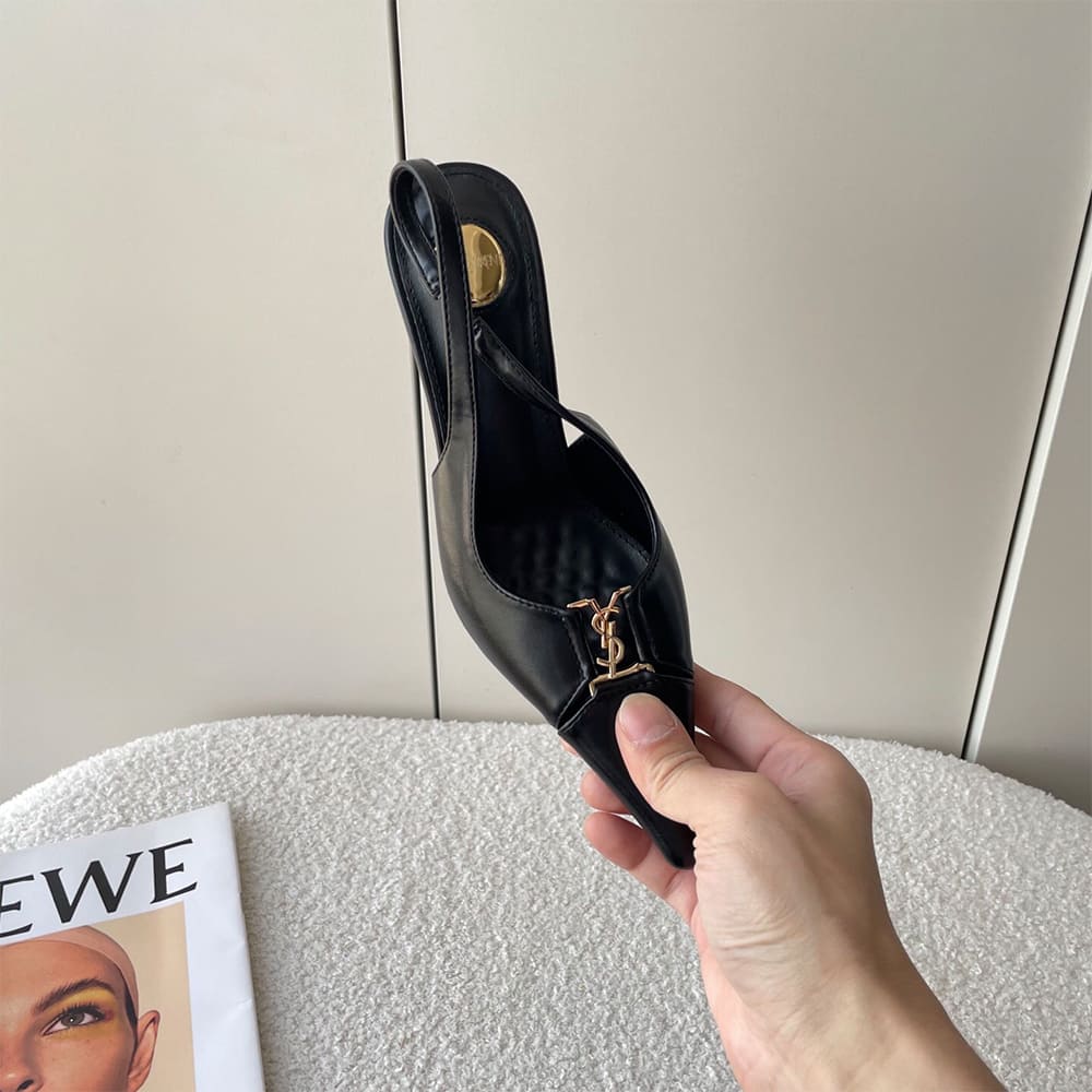 YSL Babylone Breteuil Slingback Pumps in Smooth Leather