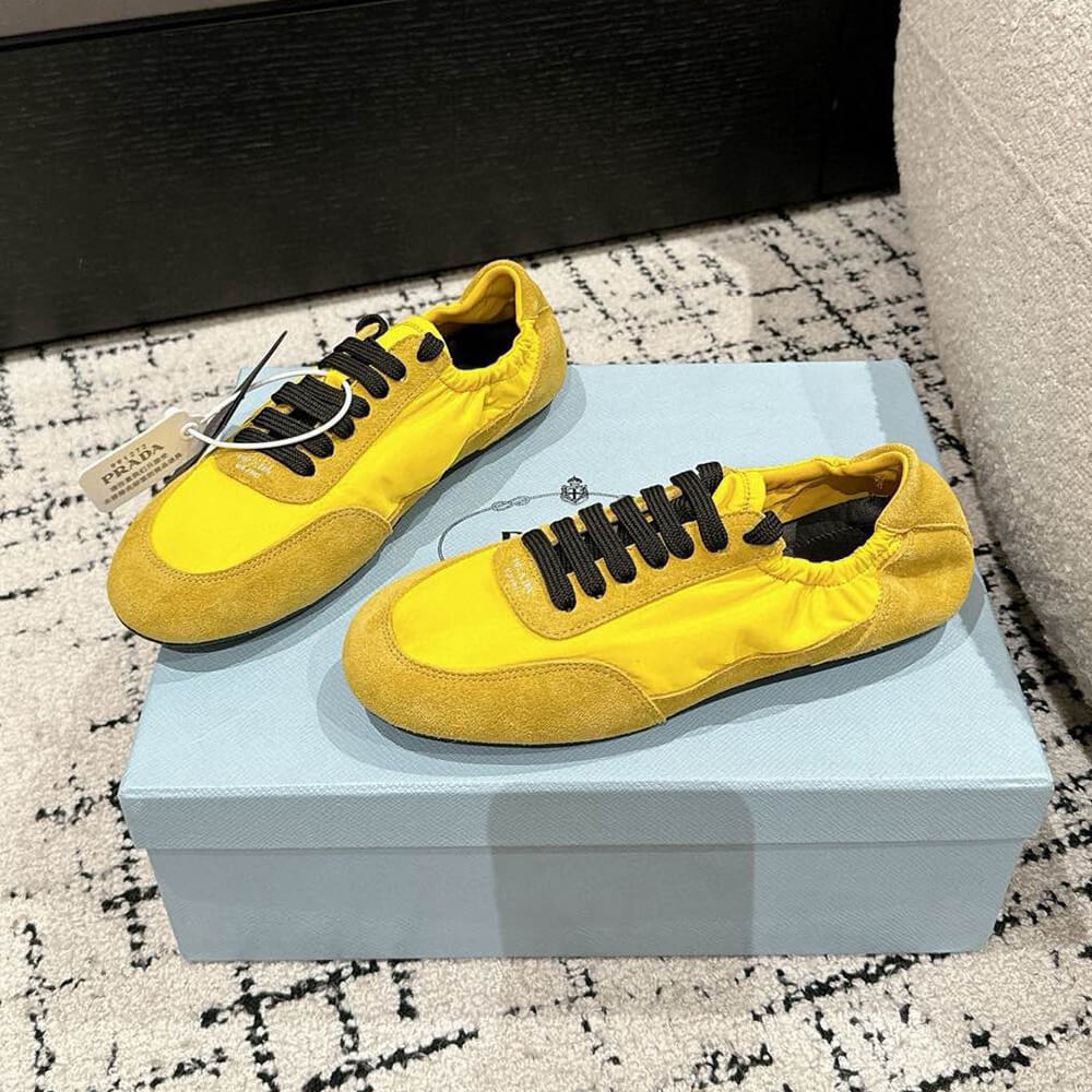 PRADA Collapse Re-Nylon and suede elasticized sneakers