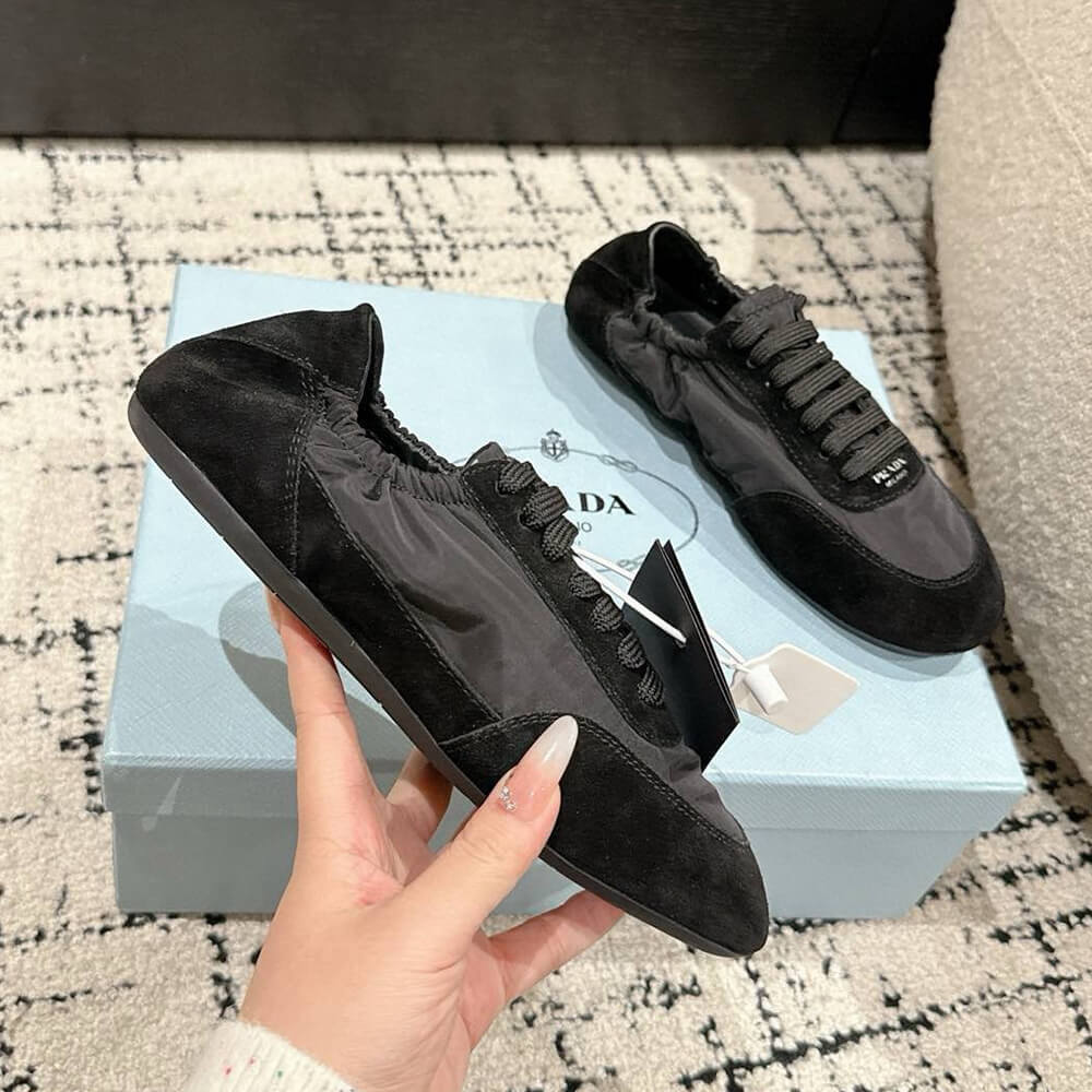 PRADA Collapse Re-Nylon and suede sneakers
