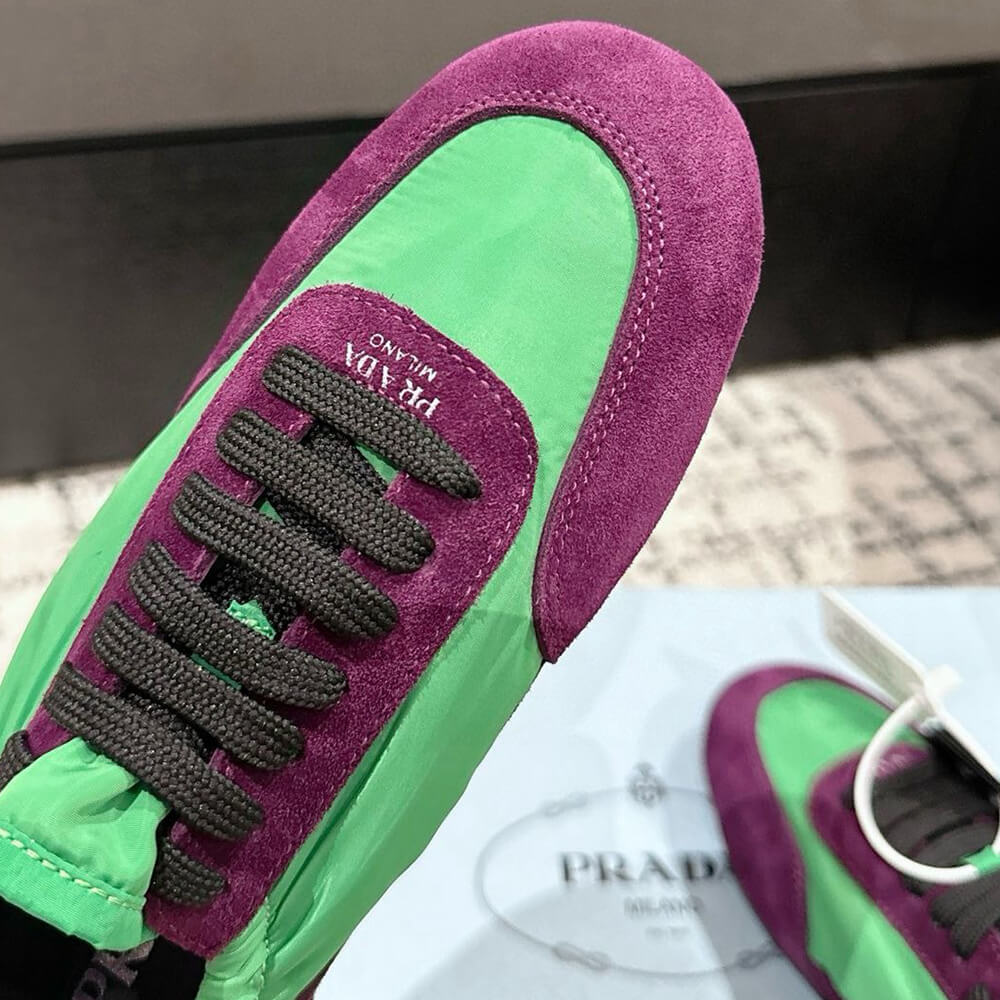PRADA Collapse Re-Nylon and suede elasticized sneakers