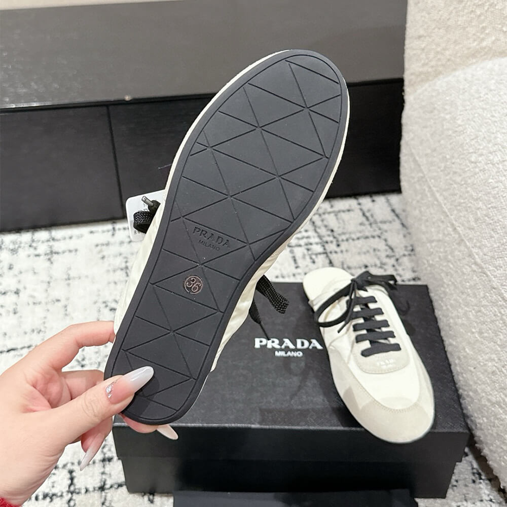 PRADA Collapse Re-Nylon and suede mules