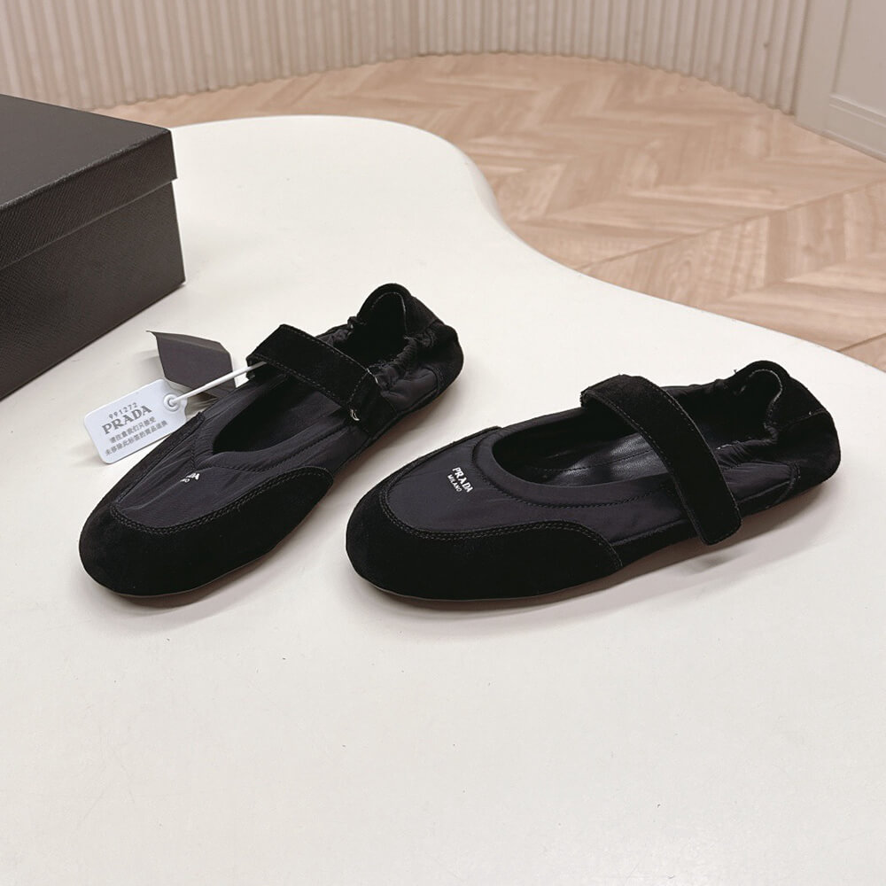 PRADA Re-Nylon and suede ballet flats