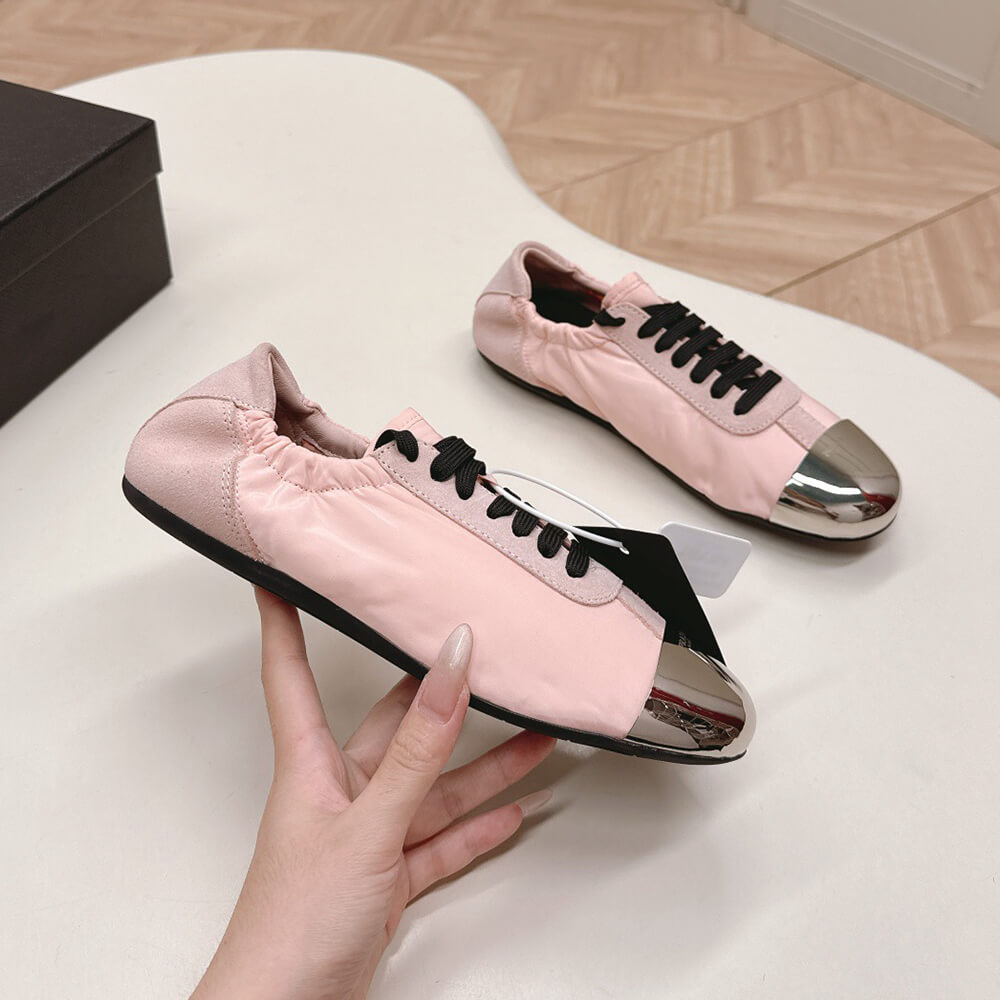 PRADA Collapse Re-Nylon and suede sneakers with metal toecap