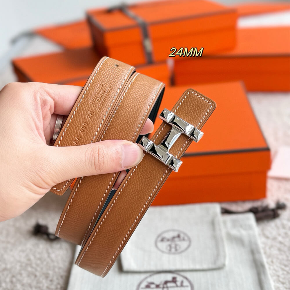 H Infini belt buckle   Reversible leather strap 24 mm