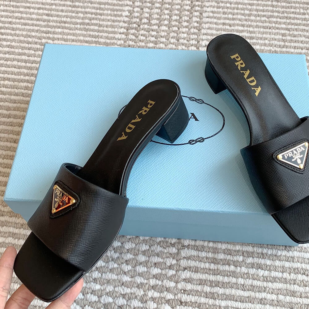 Prada Saffiano patent leather sandals