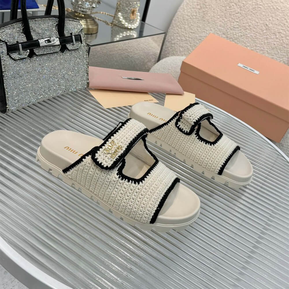 MiuMiu Crochet knit slides