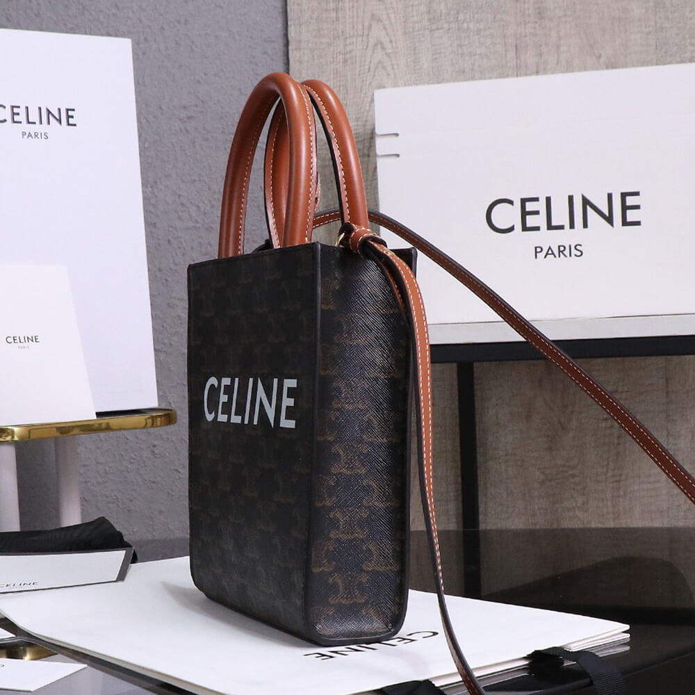 CELINE Mini Vertical Cabas IN Triomphe Canvas with Celine print