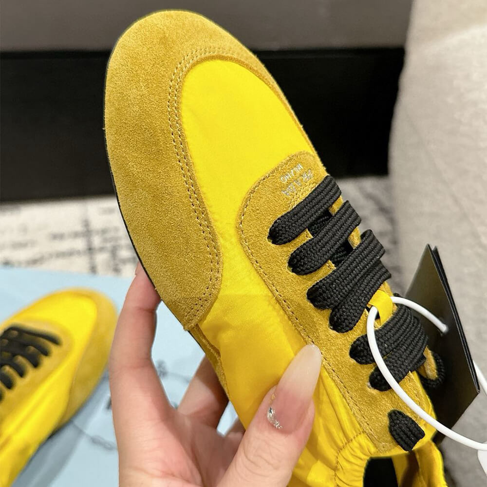 PRADA Collapse Re-Nylon and suede elasticized sneakers