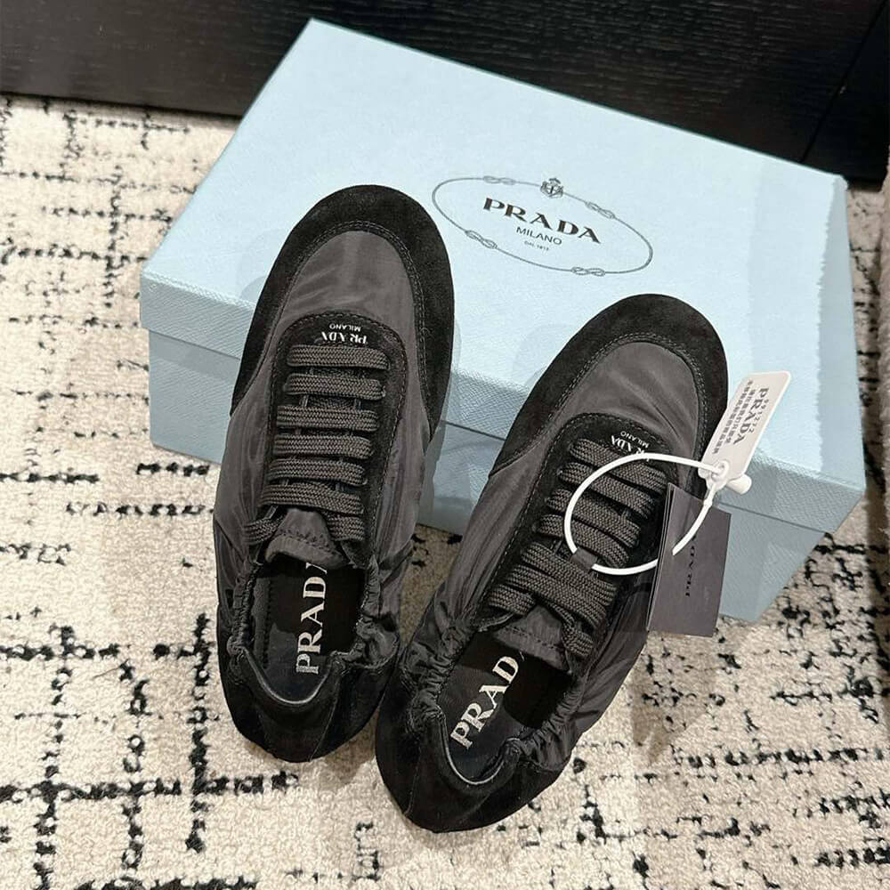 PRADA Collapse Re-Nylon and suede sneakers